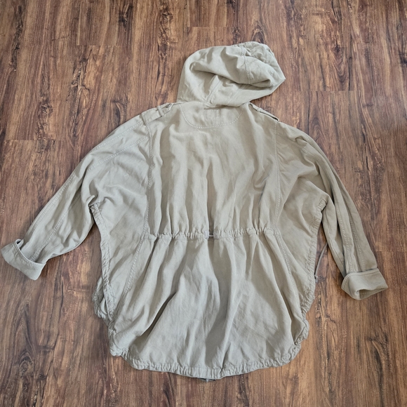 Go> by GoSilk Washable Silk Blend Hooded Jacket Open-Side Utility Anorak Olive - Picture 11 of 16